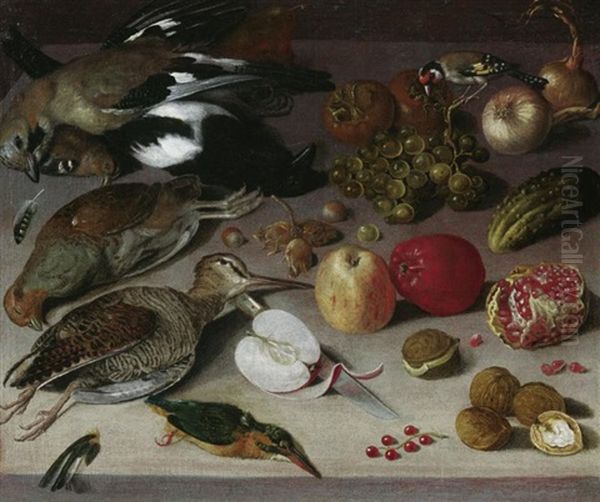 Stilleben Mit Fruchten Und Vogeln Oil Painting by Georg Flegel