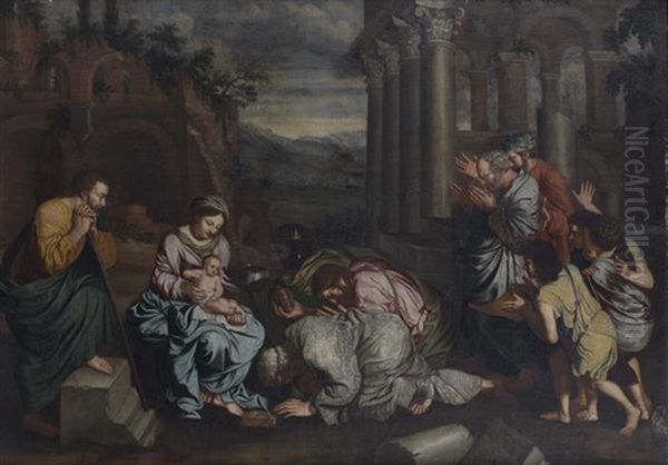 Adoration Des Rois Mages Oil Painting by Bertholet Flemal