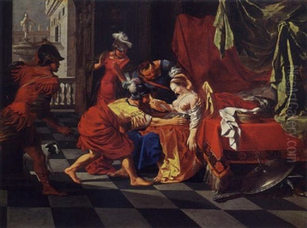 The Death Of Lucretia Oil Painting by Bertholet Flemal