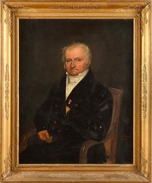 Portrait De Martin-guillaume Biennais (1764-1843) Et De Son Epouse Marie-anne Gaudin (1766-1859) (2 Works) Oil Painting by Francois-Antoine-Leon Fleury