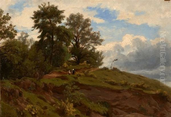 Vue De La Foret De Fontainebleau Oil Painting by Francois-Antoine-Leon Fleury