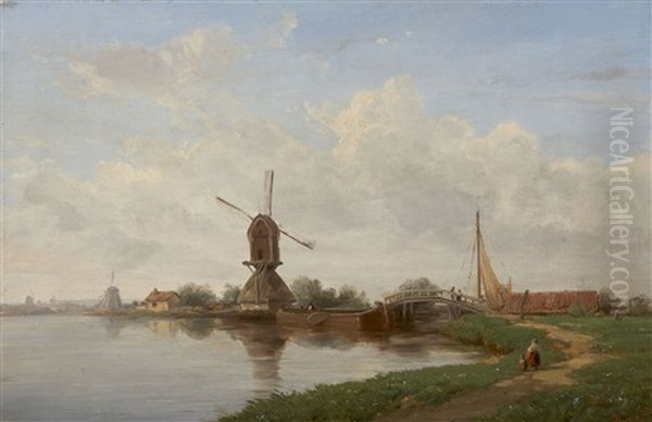 Paysage Au Moulin Oil Painting by Francois-Antoine-Leon Fleury