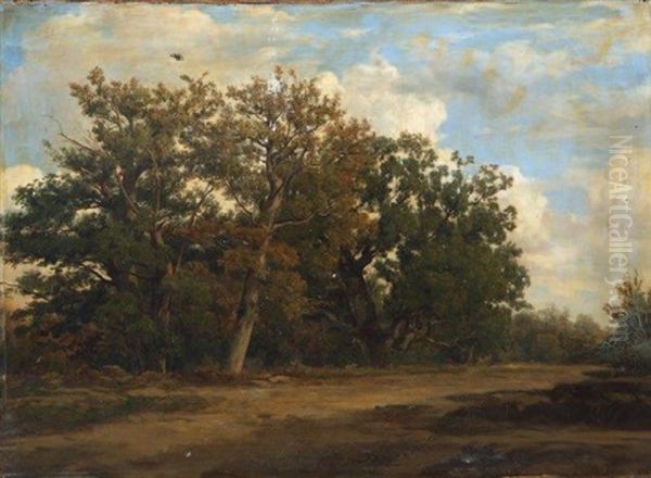 Chemin En Sous-bois Dans La Foret De Fontainebleau Oil Painting by Francois-Antoine-Leon Fleury