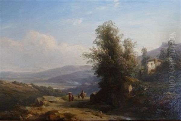 Paysage D'italie Oil Painting by Francois-Antoine-Leon Fleury