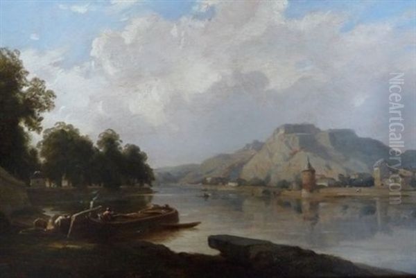 Environs De Givet, Ardennes Oil Painting by Francois-Antoine-Leon Fleury