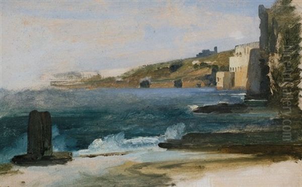 Cote Du Pausilippe Oil Painting by Francois-Antoine-Leon Fleury