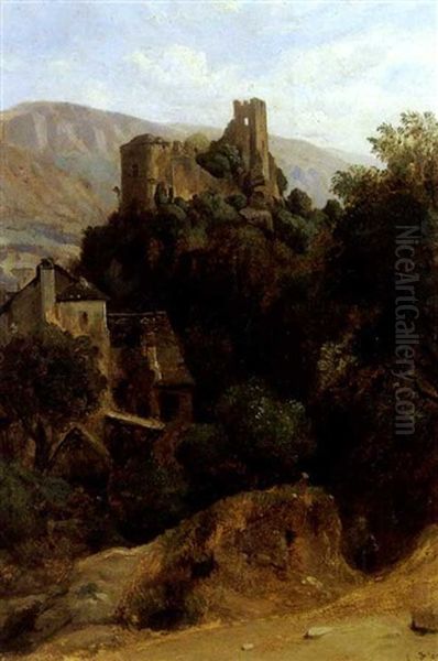 Paysage D'auvergne Oil Painting by Francois-Antoine-Leon Fleury