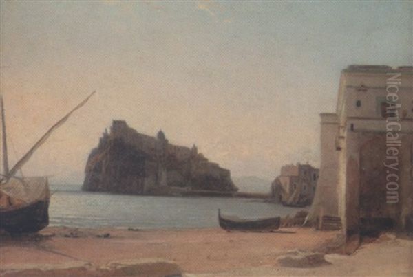 Chateau De L'isle D'ischia Oil Painting by Francois-Antoine-Leon Fleury