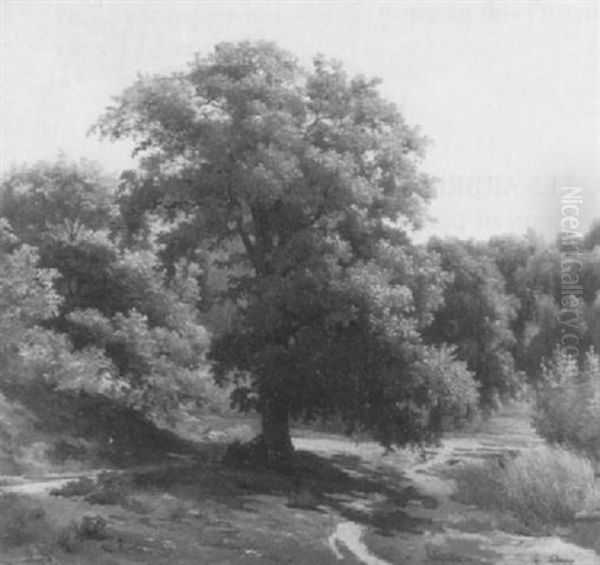 Paysage Ombrage Dans La Foret De Fontainebleau Oil Painting by Francois-Antoine-Leon Fleury