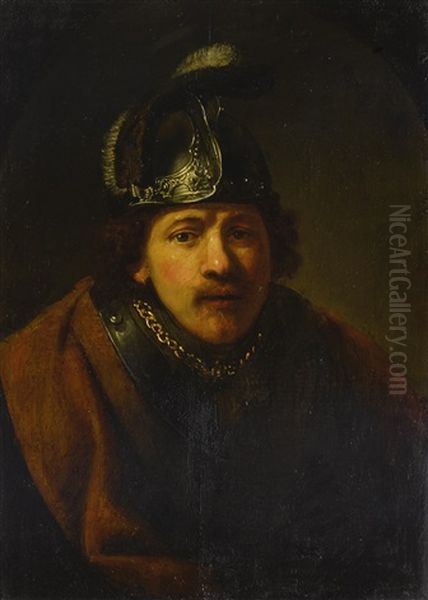 Portrait Of A Man In A Helmet Oil Painting by Govaert Flinck Cleve