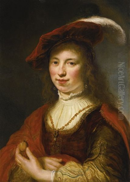 A Tronie Of A Young Woman Oil Painting by Govaert Flinck Cleve