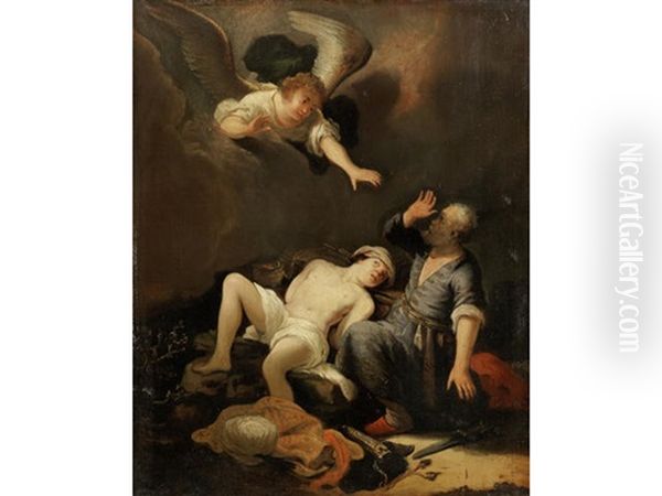 The Sacrifice Of Isaac Oil Painting by Govaert Flinck Cleve