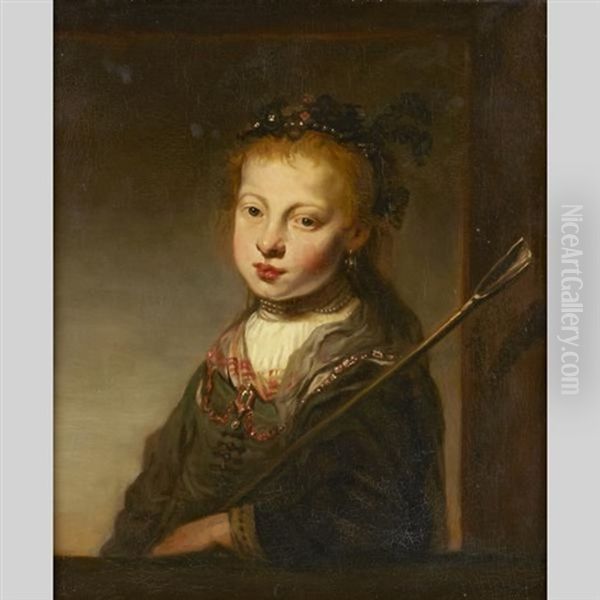 A Young Shepherdess Oil Painting by Govaert Flinck Cleve