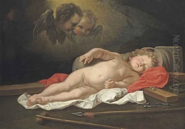 The Infant Christ Sleeping By The Instruments Of The Passion Oil Painting by Govaert Flinck Cleve