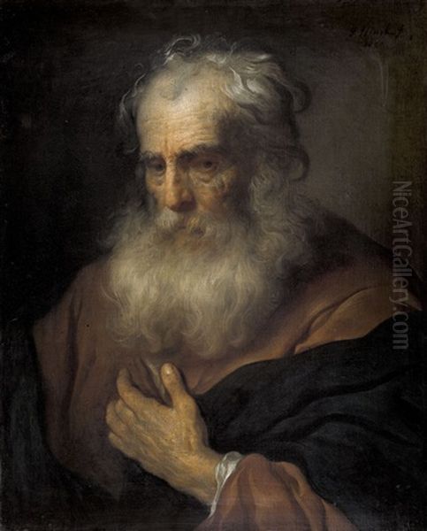 Halbfigur Eines Alten Mannes Mit Weissem Bart Oil Painting by Govaert Flinck Cleve