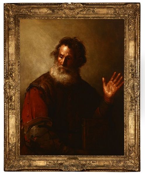 Portrait Of A Bearded Elderly Man Holding A Book Oil Painting by Govaert Flinck Cleve