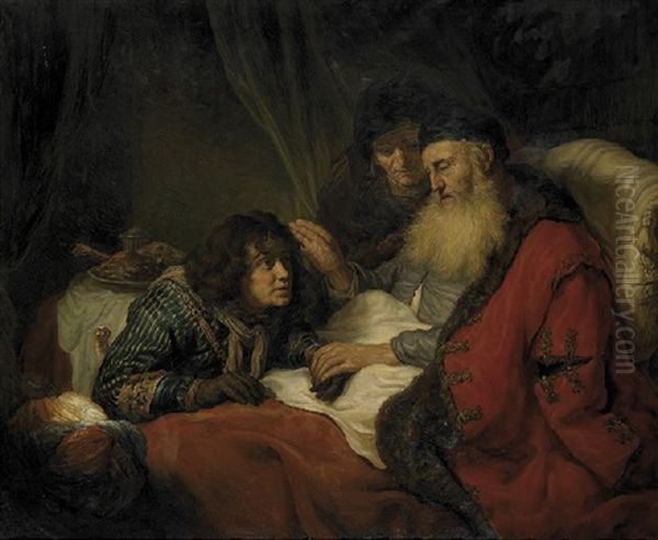Isaac Blessing Jacob Oil Painting by Govaert Flinck Cleve