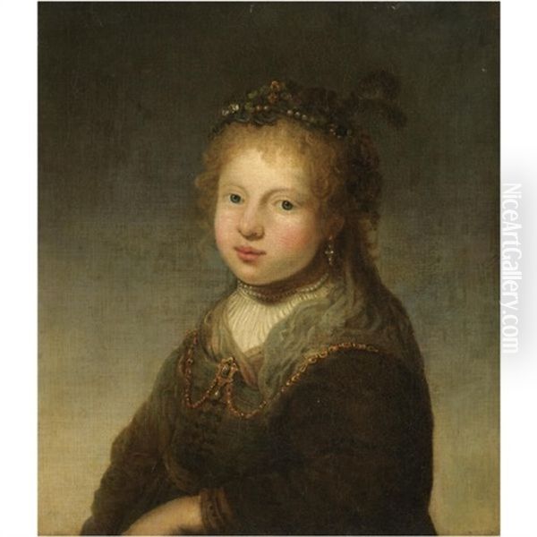 A Young Shepherdess Oil Painting by Govaert Flinck Cleve