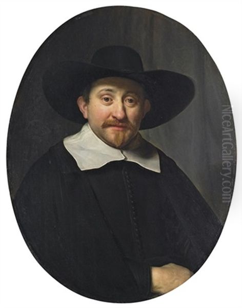Portrait Of A Man In A Broad-brimmed Hat Oil Painting by Govaert Flinck Cleve