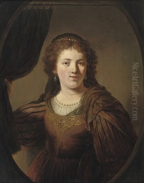 A Tronie Of A Young Woman In An Eastern Costume Oil Painting by Govaert Flinck Cleve