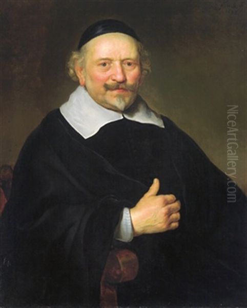 Bildnis Des Johan Wttenbogaert, Steuereinnehmer In Amsterdam(?) Oil Painting by Govaert Flinck Cleve