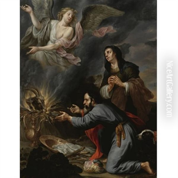 Sacrifice Of Manoah Oil Painting by Govaert Flinck Cleve