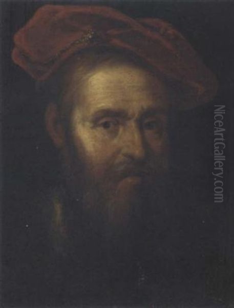 Portrait Of A Gentleman In A Red Cap Oil Painting by Govaert Flinck Cleve