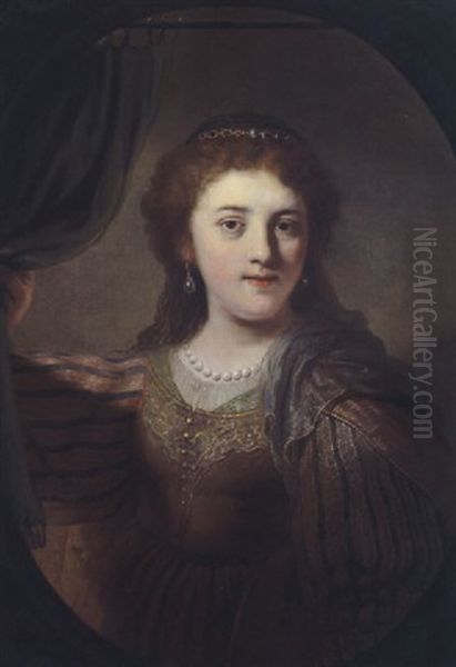 Bildnis Von Saskia Der Frau Rembrandts Oil Painting by Govaert Flinck Cleve