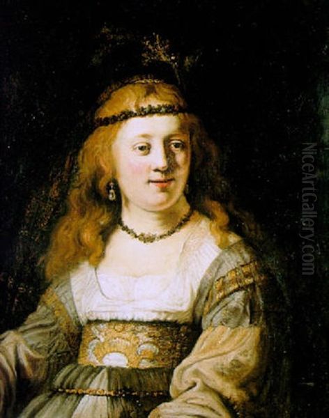 Portrait De Saskia Oil Painting by Govaert Flinck Cleve