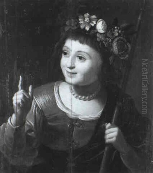 Portrait D'une Jeune Bergere Oil Painting by Govaert Flinck Cleve