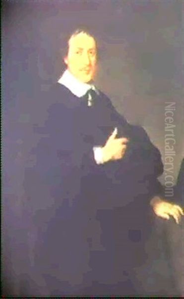 Portrait Of A Gentleman; Portrait Of A Lady Oil Painting by Govaert Flinck Cleve