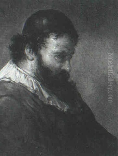 Portrait Of A Bearded Man Wearing A Cap Oil Painting by Govaert Flinck Cleve
