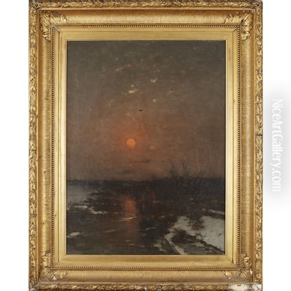 Peasants In Moonlight Oil Painting by Heinz Flockenhaus