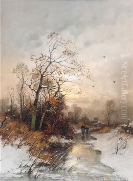 Evening Stroll Oil Painting by Heinz Flockenhaus