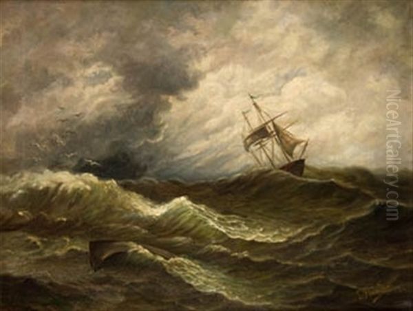 Barco En La Marejada Oil Painting by Enrique Florido Bernils