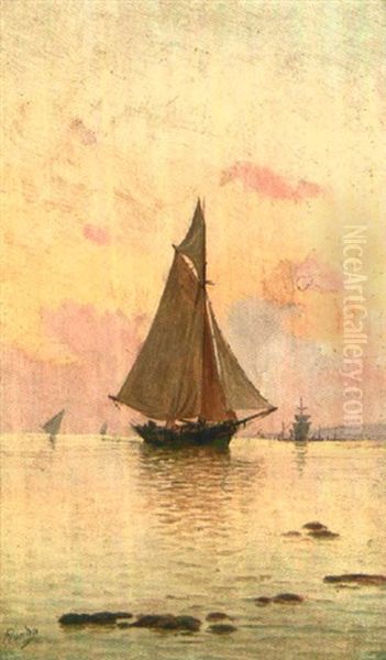Segelschiff Im Abendrot Oil Painting by Enrique Florido Bernils