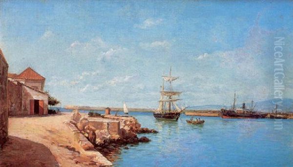 Puerto De Malaga Oil Painting by Enrique Florido Bernils