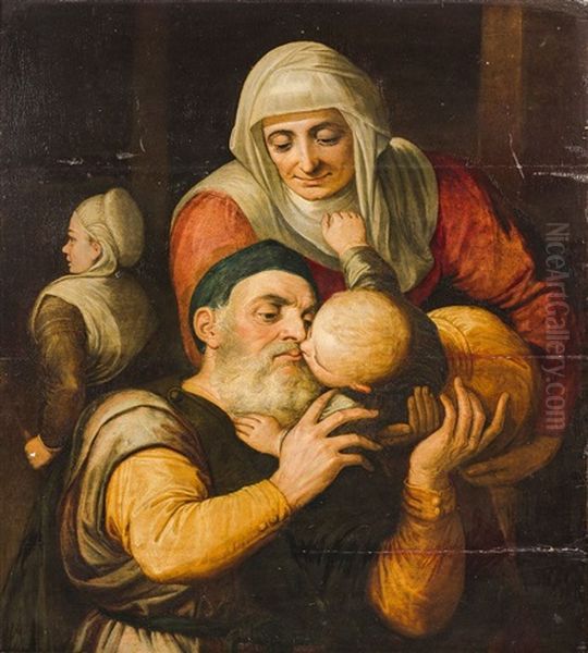 Die Heilige Familie Oil Painting by Frans Floris