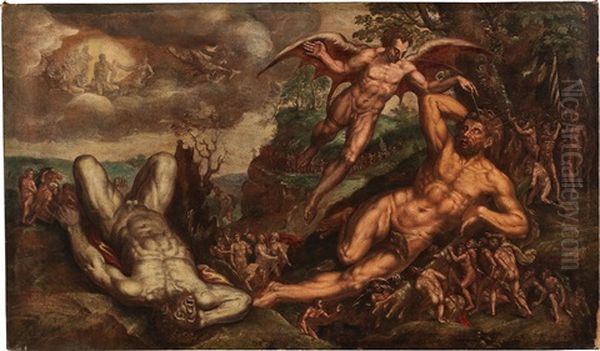 The Sleeping Hercules And The Pygmies Oil Painting by Frans Floris