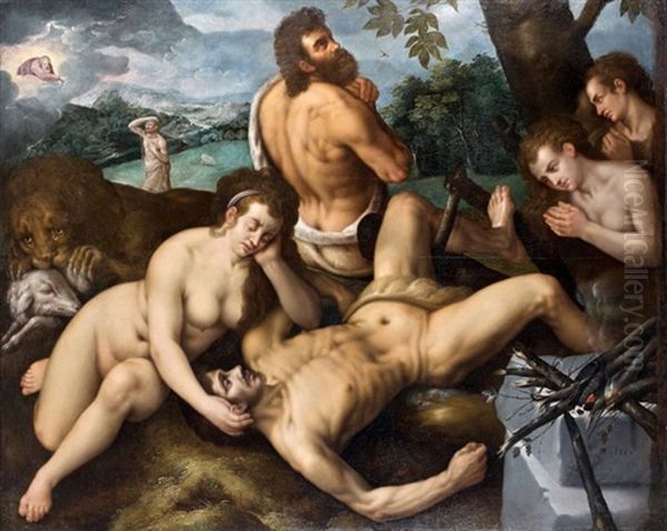 Adam Et Eve Pleurant La Mort D'abel Oil Painting by Frans Floris