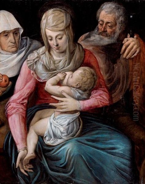 La Sainte Famille Et Sainte-anne Oil Painting by Frans Floris