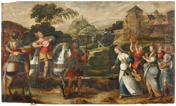 Jephthah Keeps His Vow To Jehovah Oil Painting by Frans Floris