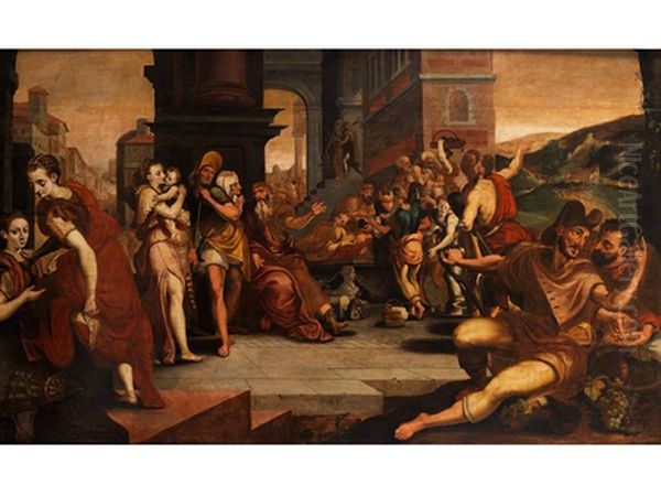 Die Parabel Von Den Elf Stunden Der Arbeiter Im Weinberg Oil Painting by Frans Floris