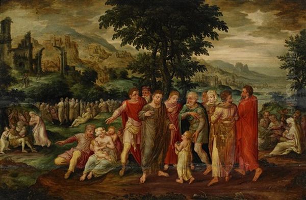 Biblisk Scen Oil Painting by Frans Floris