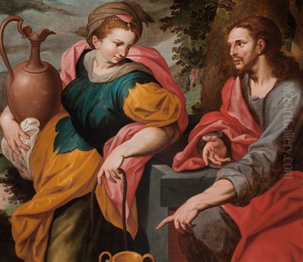 Christ Meets The Samaritan Woman At The Well Oil Painting by Frans Floris