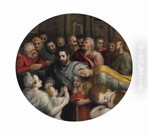 Christ Blessing The Children Oil Painting by Frans Floris