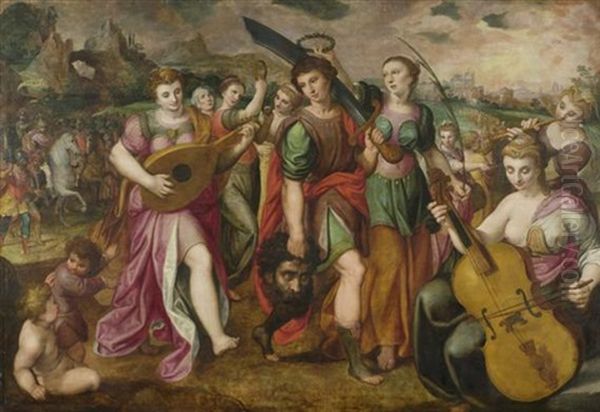 Die Bejubelung Davids Nach Dem Kampf Mit Goliath Oil Painting by Frans Floris