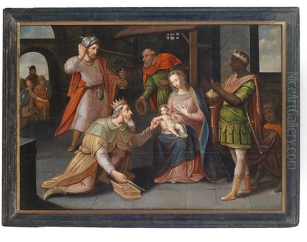 Schule Die Anbetung Der Konige Oil Painting by Frans Floris