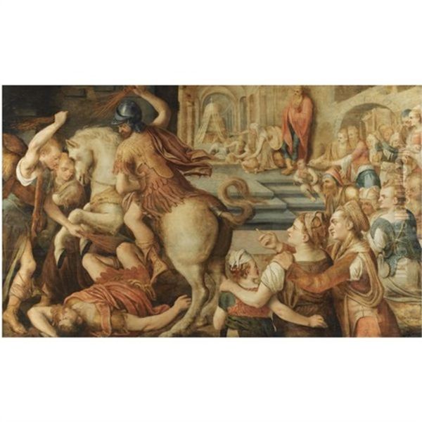 The Expulsion Of Heliodorus Oil Painting by Frans Floris