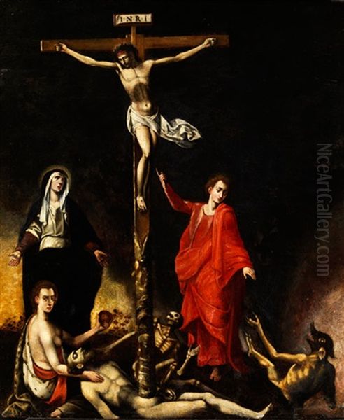 Allegorische Kreuz-szenerie Oil Painting by Frans Floris